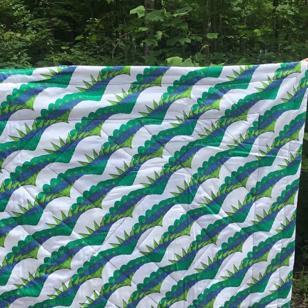 NWT. Hand Crafted Green/Orange/Cream Quilt - Picture 9 of 16